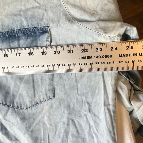 Speed Control Women Denim Shirt Dress size 2X Blue Half Button Down 3/4 Sleeve - Picture 3 of 14